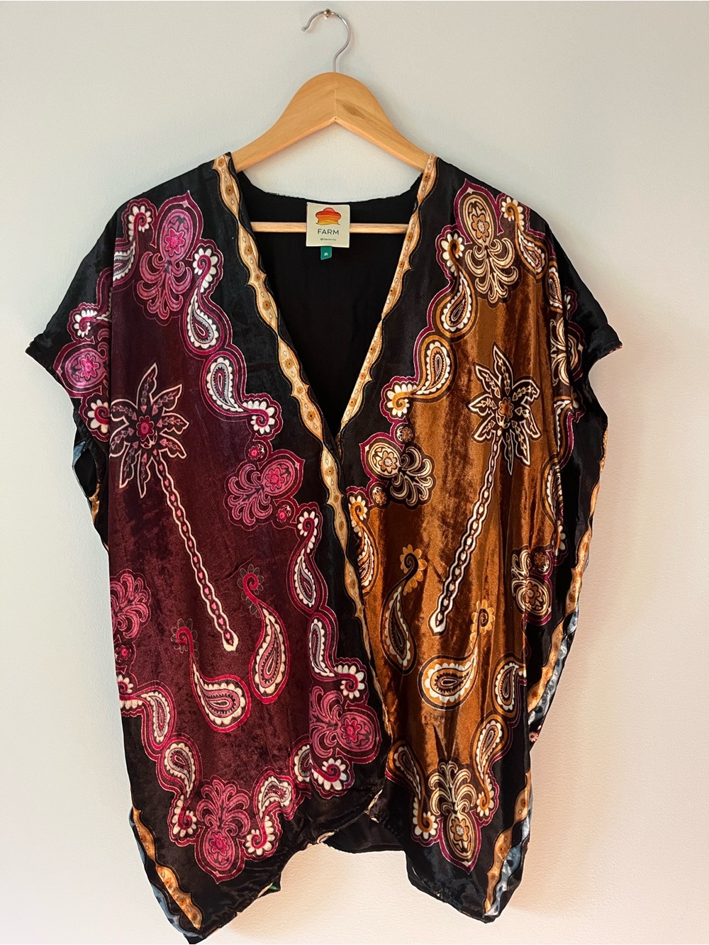 Farm Rio Sweet Mermaids Velvet Paisley Kimono Top